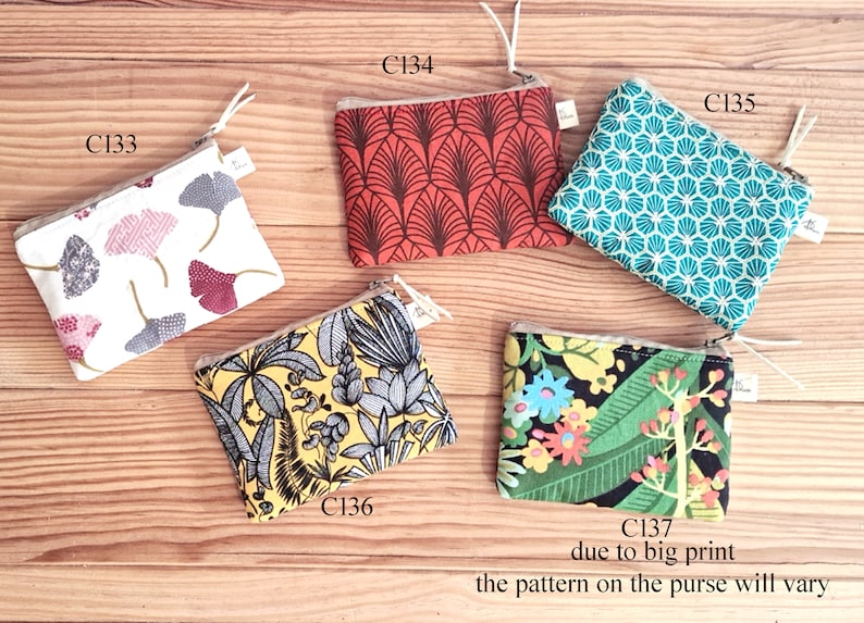 Porte Monnaie /Monedero de algodón / Patchwork de algodón hecho a mano Monedero titular de la tarjeta de crédito / mini bolsa monedero pequeño / YKmade imagen 8