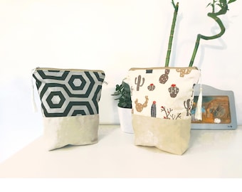 Handmade Cotton Diaper Pouch: Water-Resistant Nappy Bag for diapers and wet wipes
