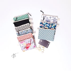 Portamonete, Porte Monnaie, Porta carte di credito in cotone fatto a mano, portamonete geometrico moderno semplice floreale, piccola custodia imbottita per monete