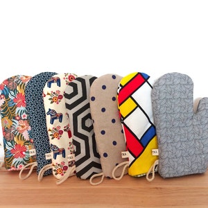 Gant de cuisine, Gants de four, gants de cuisine à pois, imprimé japonais, imprimé géométrique, cadeau pour maman, gants de cuisine, manique, gants de pâtisserie image 9