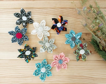 Handmade Cotton Flower Hair Clip | Fabric Petal Barrette for Girls | Floral Hair Accessory