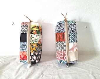 Handmade Patchwork Cotton Pencil Case, Cosmetic Pouch