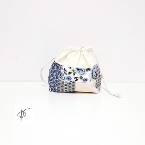 Handgemachte Patchwork Baumwolle Kordelzugbeutel, Kleine Kosmetiktasche Bild 7