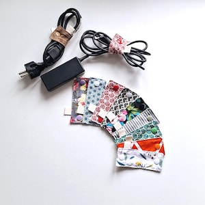 Rangement de câbles pour ordinateur portable : grand organiseur de câbles, attache pour chargeur d'ordinateur portable, attaches pour cordon en coton faites main, rangement pour chargeur d'ordinateur, YKmade