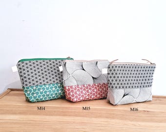 Medium Cosmetic Bag - Handmade Cotton Zipper Pouch, Floral Toiletry Bag, Japanese Fabric Makeup Pouch, Unique Travel Organizer