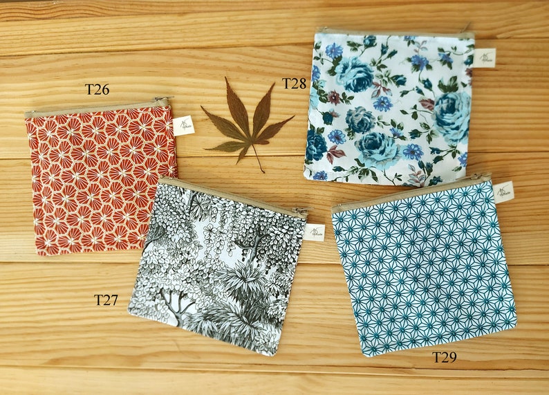 Étui pour serviettes hygiéniques, pochette pour masque facial, pochette de confidentialité, pochette pour tampon, petite pochette en coton à fleurs faite main, petite mini trousse de maquillage A YKmade image 2