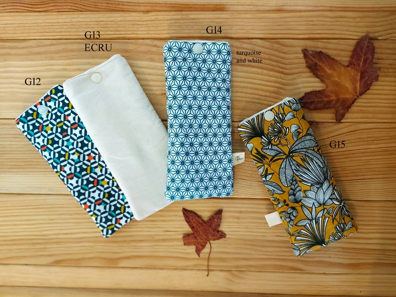 Sun glasses case, glasses pocket, padded glasses sleeve, étui à lunettes , gift for him, gift for her, Cotton glasses pouch, lunettes soleil zdjęcie 4