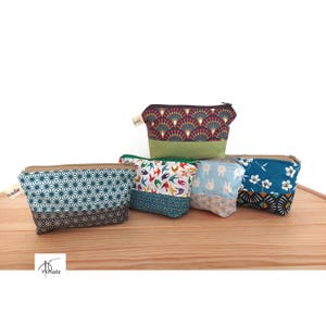 Bolsa de cosméticos pequeña de algodón: Bolsa de maquillaje resistente al agua hecha a mano de tamaño pequeño para bolso, bolsa de cosméticos floral, bolsa de maquillaje pequeña