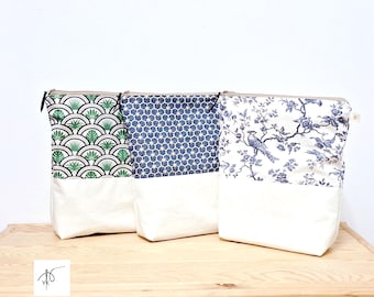 Handmade Cotton Diaper Pouch, Baby Nappy Bag with Zipper, Portable Diaper Organizer, Baby Shower Gift
