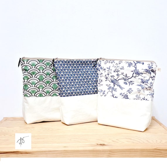 Handmade Cotton Diaper Pouch, Baby Nappy Bag with Zipper, Portable Diaper Organizer, Baby Shower Gift