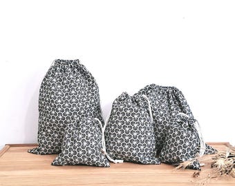 Baumwoll-Geschenkbeutel: Schwarze Sechseck-Druckbeutel, wiederverwendbare Geschenkverpackung für Geburtstag, Weihnachten