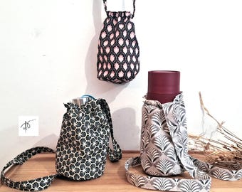 Bolso bandolera de algodón hecho a mano para botellas: portabebidas para adultos y niños, portabotellas de agua