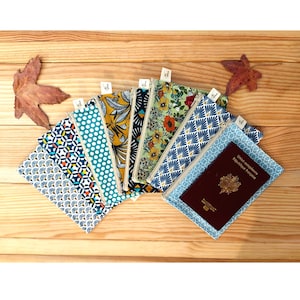 Étui pour passeport, pochette pour passeport, pochette zippée en coton, porte-passeport en coton, pochette de protection pour passeport, étui pour passeport floral, étui pour passeport