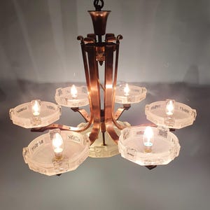 Art deco copper chandelier glass bowls