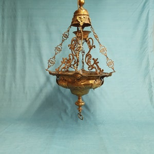 Early 20th Century Brass Cherub Hall Lantern