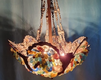 Early 20th century Continental chandelier with opaque grapes and flowers