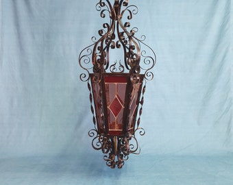 Early 20th century steel porch lantern