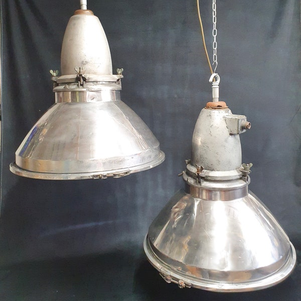 2 Industrial pendant lights C1940 (price each) 2 left