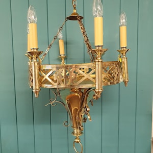 Early 20th century Gothic style brass chandelier