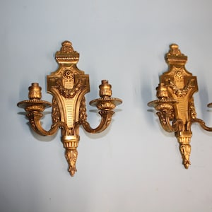 Early 20th century pair of brass wall lights