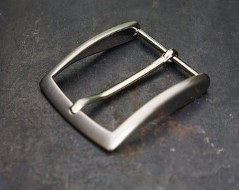 Brushed Silver Belt Buckle: 40mm Italian Metal Buckle