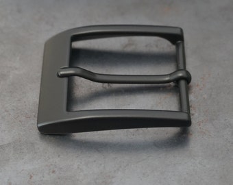35mm Matte Black Metal Belt Buckle: Unisex Italian Design