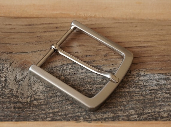 Brushed Silver Belt Buckle: 40mm Zinc Alloy, Made in Italy