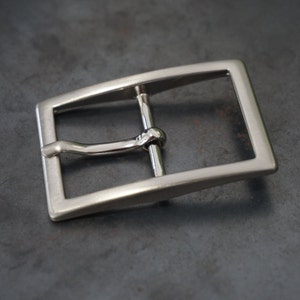30 mm - Minimalist belt buckle with metal loop, satin finish, Italian quality product.