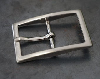 30 mm - Minimalist belt buckle with metal loop, satin finish, Italian quality product.