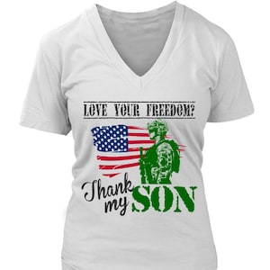 Proud Military Mom Shirt, Proud Army Mom, Air Force Mom, Marine Corps Mom, Proud Navy Mom, Proud Marine Mom, Army Mom Gifts, V-neck