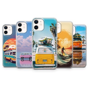 Surf Van Phone Case Esthetic Summer Beach Cover voor iPhone 16 pro max 15 14 13 12 mini 11 XR 8, Samsung S25 S24 Fe A16 A56 Pixel 9 Pro XL