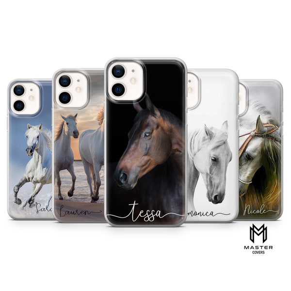 Étui de téléphone cheval, housse de cavalier personnalisée pour iPhone 15 14 13 12 Pro 11 XR 8 7, Samsung S23 S22 A73 A53 A13 A14 S21 Fe S20, Pixel 8 7 6A