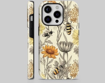 Tough Bumblebee Phone Case Glossy Spring Time Cover for iPhone 15 Pro 14 13 12 11 Google Pixel 8 8Pro 7A, 6A, Samsung Galaxy S24 S23 S22