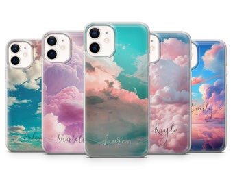 Personalized Dreamy Cloud Phone Case Pastel Sky Aesthetic Cover for iPhone 16 pro max15 14 13 12 Pro 11 XR 8 7, Samsung S25 S24 Fe A56 A16