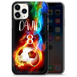 Custom Soccer Ball Phone Case Football Personalized gift Name Number for iPhone 15 14 13 12 11 XR 7 8 Samsung S24 S23 S21 S20 A15 Pixel 8 2