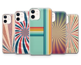 Retro Stripes Phone Case Sunburst Cover for iPhone 15 pro max 14 13 12 mini 11 XR 7 8 Samsung S24 S23 S22 S21 S20 S10 A15 A54  A14 Pixel 8