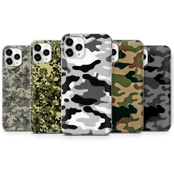 Camouflage Camo Muster Handyhülle Militär Hülle für iPhone 15 14 13 12 Pro 11 XR 8 7, Samsung S23 S22 A73 A53 A13 A14 S21 Fe S20, Pixel 8