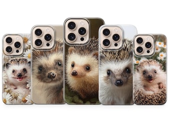 かわいいハリネズミの携帯ケース アニマルカバー iPhone 17 Pro Max 16e 15 Plus 14 13 12 Mini 11 XR 8、Samsung S25 S24 Fe A16 A56 A17、Pixel 10 Pro用