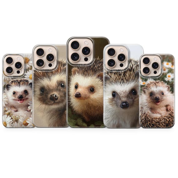 Cute Hedgehog Phone Case Animal Cover for iPhone 17 Pro max 16e 15 plus 14 13 12 mini 11 XR 8, Samsung S25 S24 Fe A16 A56 A17, Pixel 10 pro