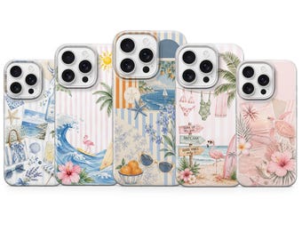 Coastal Summer Phone Case Aesthetic Beach Cover for iPhone 17 pro max 16e 15  14 13 12 11 XR 8, Samsung S26 S25 S24Fe S23 A57 A37 A16, Pixel