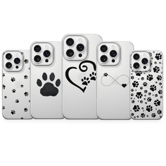 Paw Print Phone Case Clear Cute Pet Lover Cover for iPhone iPhone 17 pro max 16e 15 14 13 12 11 XR, Samsung S25 S24Fe A16, Pixel 10 pro xl