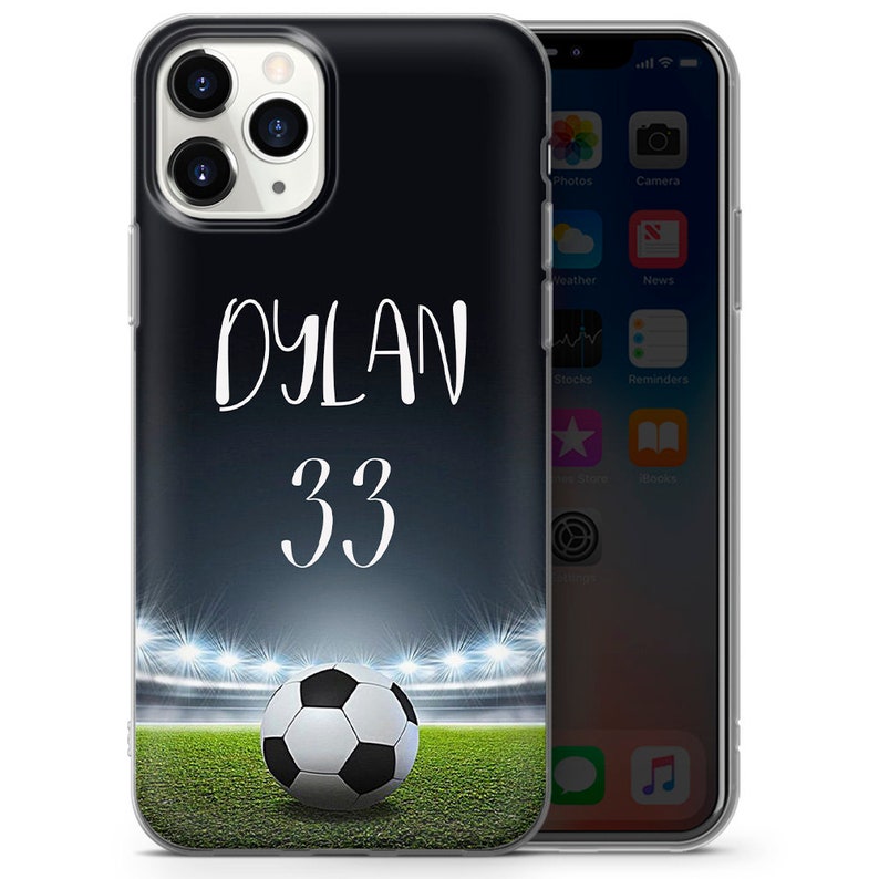 Custom Soccer Ball Phone Case Football Personalized gift Name Number for iPhone 15 14 13 12 11 XR 7 8 Samsung S24 S23 S21 S20 A15 Pixel 8 5