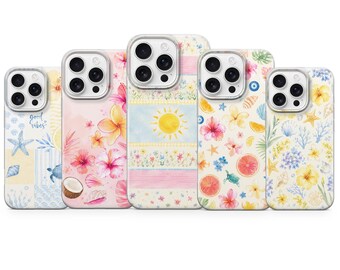 Summer Phone Case Tropical Hibiscus Cover for iPhone 17 pro max 16e 15 14 13 12 11 XR, Samsung S26 S25 A57 A37 A17, Pixel 10