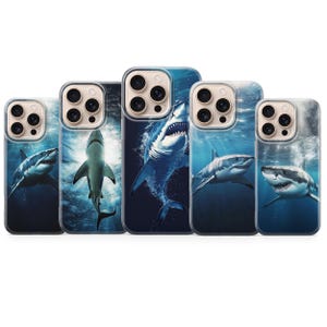 Funda de teléfono con diseño de tiburón y depredador oceánico para iPhone 16 Pro Max, 15 Plus, 14, 13, 12 Pro, 11, XR, 8, 7, Samsung S25, S24 Fe, A56, A16, A53, A55, S23 y Pixel 9