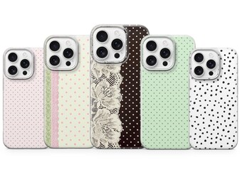 Polka Dot Phone Case Minimalist Lace cover for iPhone 17 pro max 16e 15 14 13 12 Pro 11 XR 8, Samsung S26 S25 S24 S23 A57 A37 A17, Pixel 10