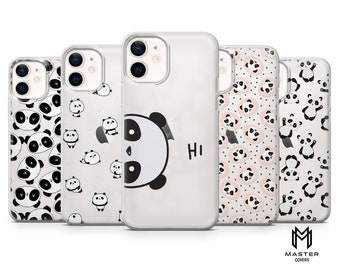 Panda Bear Phone Case adorable Cover pour iPhone 15 14 13 12 Pro 11 XR 8 7, Samsung S23 S22 A73 A53 A13 A14 S21 Fe S20, Pixel 8 7 6A