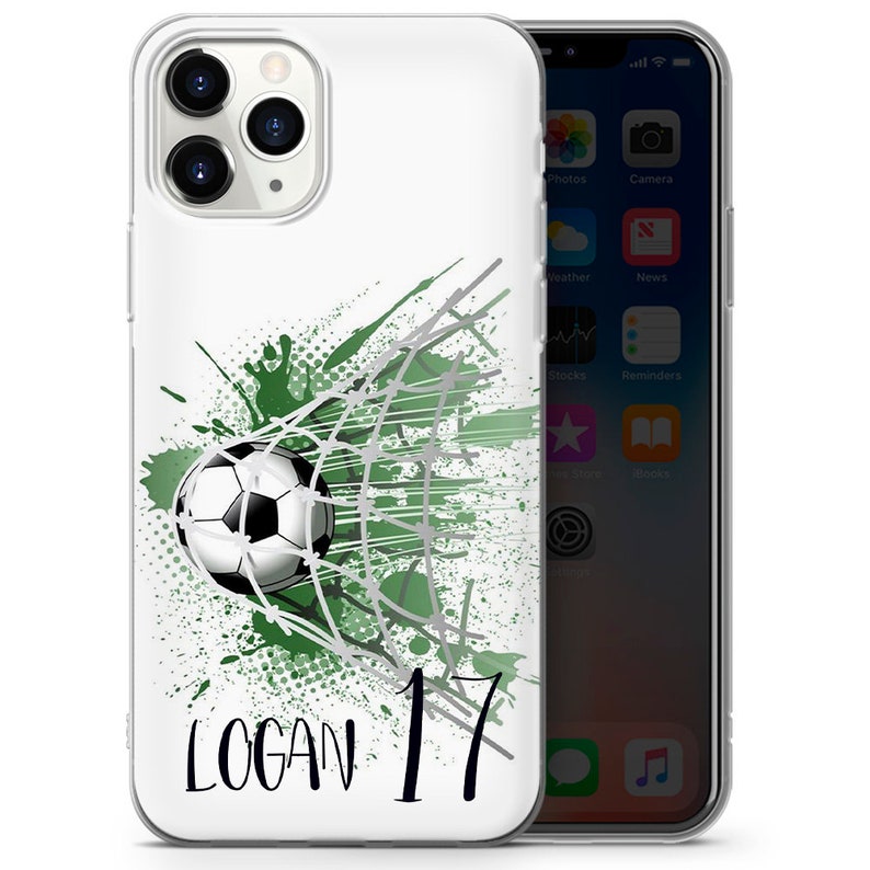 Custom Soccer Ball Phone Case Football Personalized gift Name Number for iPhone 15 14 13 12 11 XR 7 8 Samsung S24 S23 S21 S20 A15 Pixel 8 1