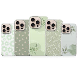 Custodia per telefono verde salvia, estetica, minimalista, floreale, per iPhone 16 Pro max 15 14 13 12 11 XR 8 7, Samsung S25 S24 S23 A16 A56 Pixel 9 Pro