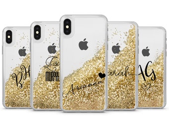Glitter Phone Case Personalized Floating Sparkle Name Cover for iPhone 15 Pro max, 14, 13, 12, 11, XR, XS max, SE, 7, 8