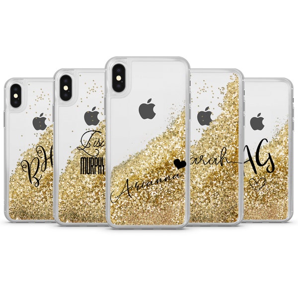Sparkling Phone Case Initials Cover made to order for iPhone 15 Pro max, 14, 13 mini, 12 mini, 11 Pro max, XR, 7, 8 plus, 6, 6s